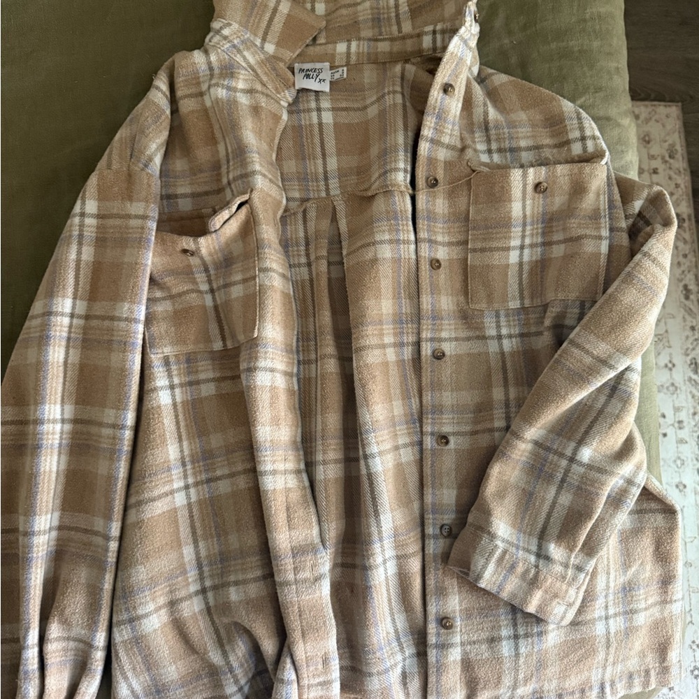 Princess Polly Beige Plaid Shirt